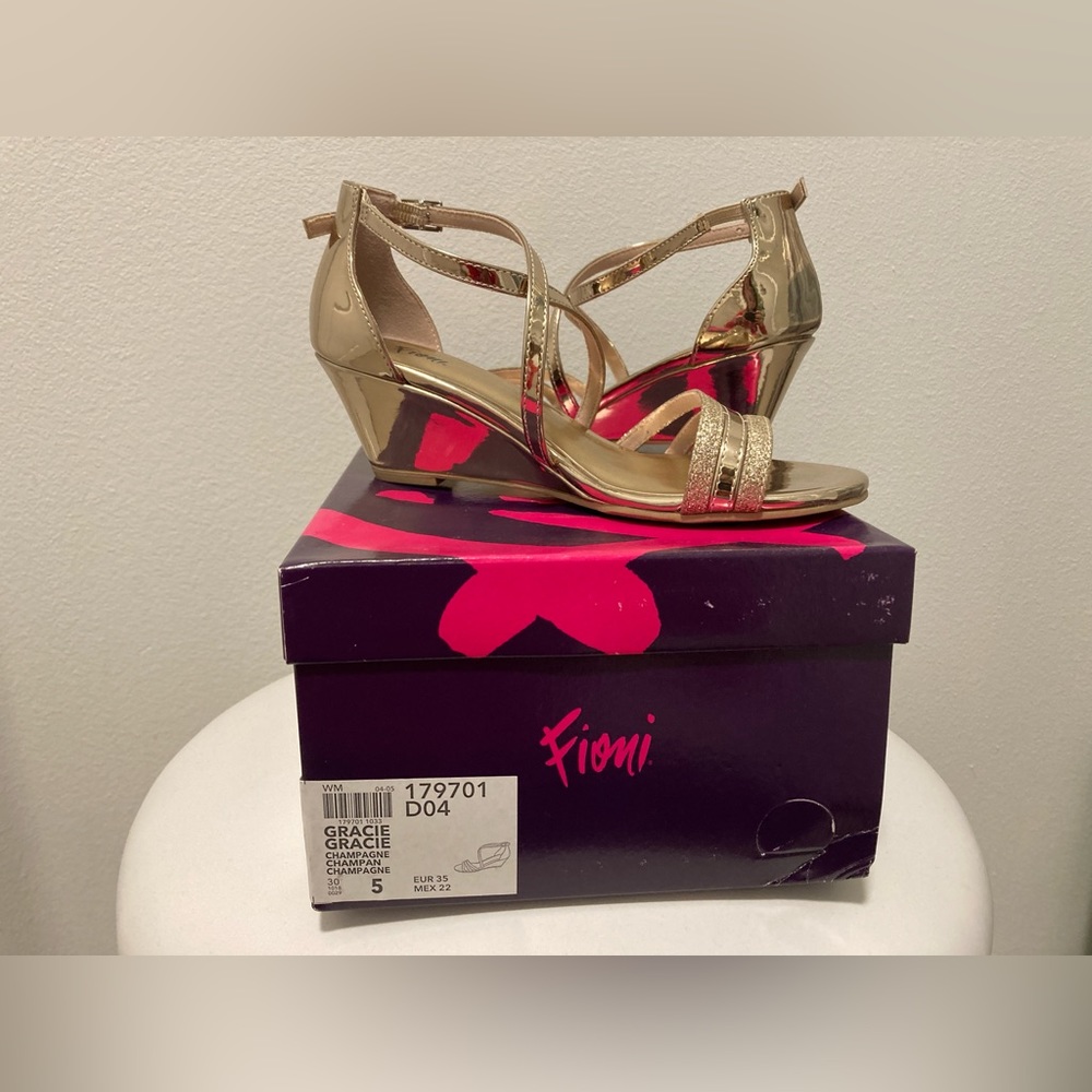 Gold Strapped Wedge Heels